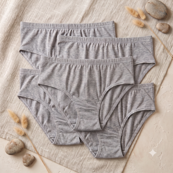 Women's Classic Grey Cotton Briefs – Comfortable Everyday Full-Coverage Panties